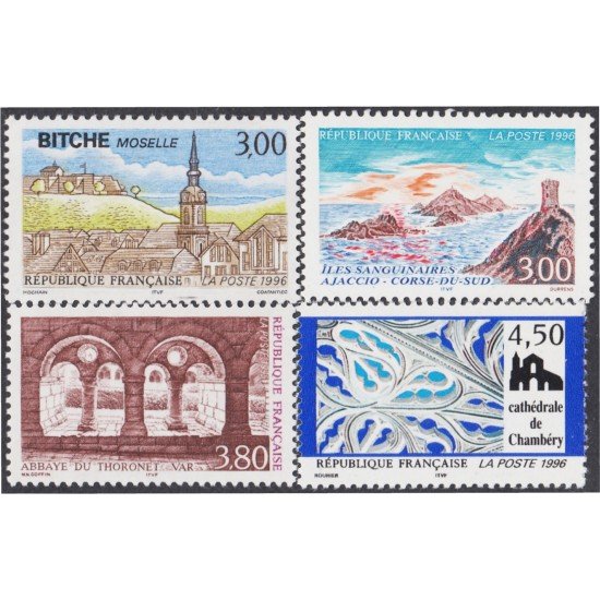 France Francia 3018/21 1996 Lugares turísticos MNH France Francia 3018/21 1996 Lugares turísticos MNH
