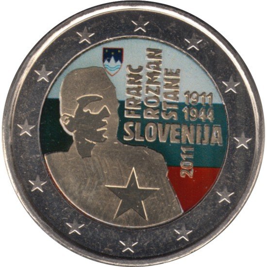 Eslovenia 2011 2 € euros conmemorativos Cent. Franc Rozman Stane Color Eslovenia 2011 2 € euros conmemorativos Cent. Franc Rozman Stane Color