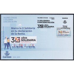 España Spain 5317 2019 X Solidaria Concienciación SPD Sobre Primer Día España Spain 5317 2019 X Solidaria Concienciación SPD Sobre Primer Día