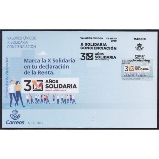 España Spain 5317 2019 X Solidaria Concienciación  SPD Sobre Primer Día
