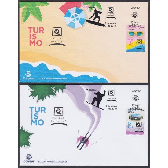 España Spain 5285/86 2019 Turismo Playa y Montaña SPD Sobre Primer Día España Spain 5285/86 2019 Turismo Playa y Montaña SPD Sobre Primer Día