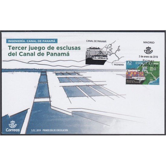 España Spain 5284 2019 Canal de Panamá SPD Sobre Primer Día España Spain 5284 2019 Canal de Panamá SPD Sobre Primer Día