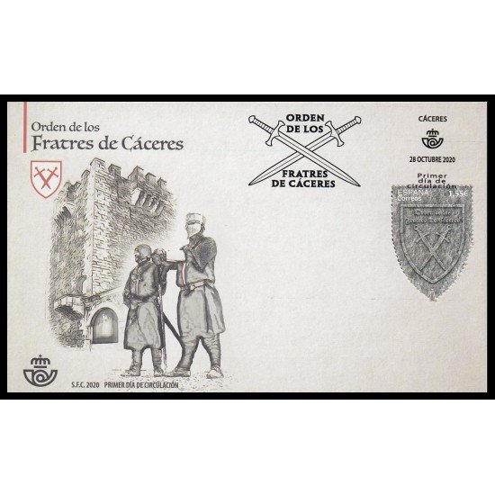 España Spain 5442 2020 Orden de los Fratres de Cáceres 1169-2019 SPD Sobre Primer Día España Spain 5442 2020 Orden de los Fratres de Cáceres 1169-2019 SPD Sobre Primer Día