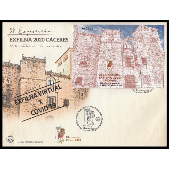 España Spain 5441 2020 Exfilna Virtual por COVID-19 SPD Sobre Primer Día España Spain 5441 2020 Exfilna Virtual por COVID-19 SPD Sobre Primer Día
