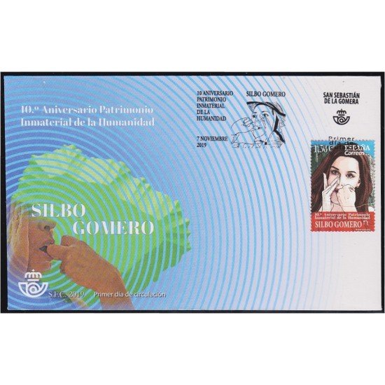 España Spain 5360 2019 10 Aniversario Patrimonio Inmaterial de la Humanidad Silbo Gomero SPD Sobre Primer Día España Spain 5360 2019 10 Aniversario Patrimonio Inmaterial de la Humanidad Silbo Gomero SPD Sobre Primer Día