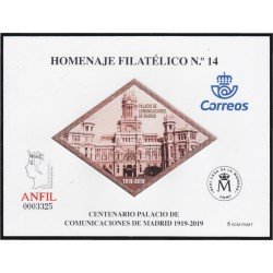 España Spain Homenaje Filatélico 14 2019 Cent. Palacio Comunicaciones de Madrid España Spain Homenaje Filatélico 14 2019 Cent. Palacio Comunicaciones de Madrid