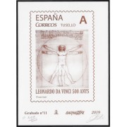 España Spain Grabado 11 Barnafil 2019  Leonardo Da Vinci 