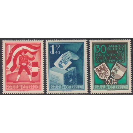 Österreich Austria 788/90 1950 30 aniversario del plebiscito carintio MH
