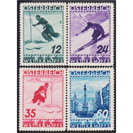 Österreich Austria 477/80 1936 Campeonato del mundo de Esquí en Innsbruck MH Österreich Austria 477/80 1936 Campeonato del mundo de Esquí en Innsbruck MH