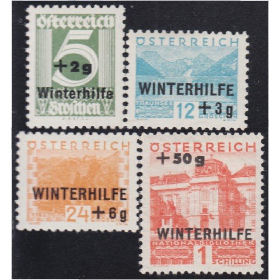 Österreich Austria 437/40 1933 Emitidos a favor de seguros de invierno MH Österreich Austria 437/40 1933 Emitidos a favor de seguros de invierno MH