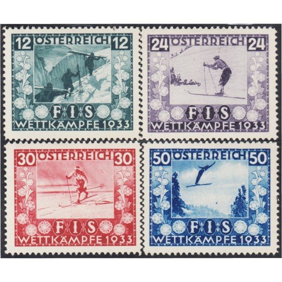 Österreich Austria 426/29 1933 Campeonato del mundo de Esquí en Innsbruck MH Österreich Austria 426/29 1933 Campeonato del mundo de Esquí en Innsbruck MH