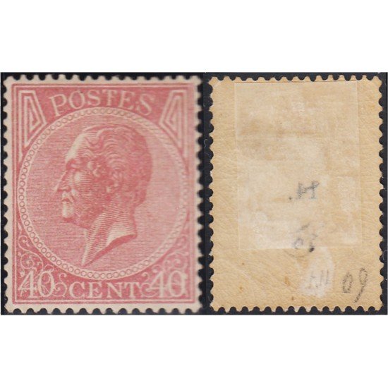 Bélgica 20 1865/66 Leopoldo I MH Bélgica 20 1865/66 Leopoldo I MH