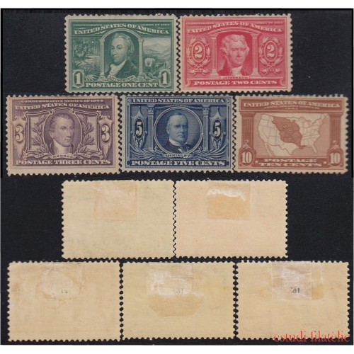 Estados Unidos USA 159/63 1904 Livingston Thomas Monroe Mac Kinley Carta MH