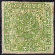 Dinamarca 3 1854/64 Corona Fondo punteado MH