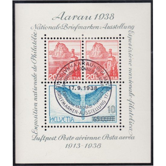 Suiza Switzerland HB 4 1938 Exposición Filatélica Nacional de Aarau usada Suiza Switzerland HB 4 1938 Exposición Filatélica Nacional de Aarau usada