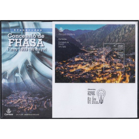 Andorra Española 484 2019 Concesión de FHASA SPD Sobre Primer día Andorra Española 484 2019 Concesión de FHASA SPD Sobre Primer día