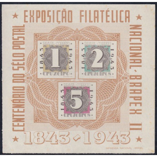 Brasil Brazil HB 7 1943 Timbres aéreos impresos en folletos cuadrados MH Brasil Brazil HB 7 1943 Timbres aéreos impresos en folletos cuadrados MH