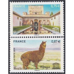France Francia Servicios 148/49 2010 UNESCO Alambra de Granada Alpaga de los Andes MNH France Francia Servicios 148/49 2010 UNESCO Alambra de Granada Alpaga de los Andes MNH