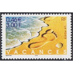 France Francia 3399 2001 Felices vacaciones Playa pisada en la arena MNH France Francia 3399 2001 Felices vacaciones Playa pisada en la arena MNH