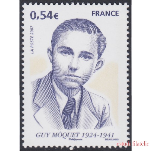 France Francia 4107 2007 Guy Môquet Miembro de la resistencia MNH