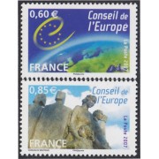 France Francia Servicios 136/37 2007 Consejo de Europa Emblema Monumento a los Derechos Humanos MNH