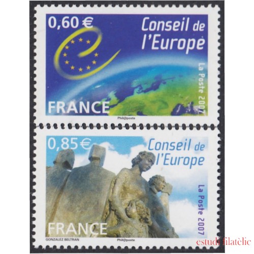 France Francia Servicios 136/37 2007 Consejo de Europa Emblema Monumento a los Derechos Humanos MNH