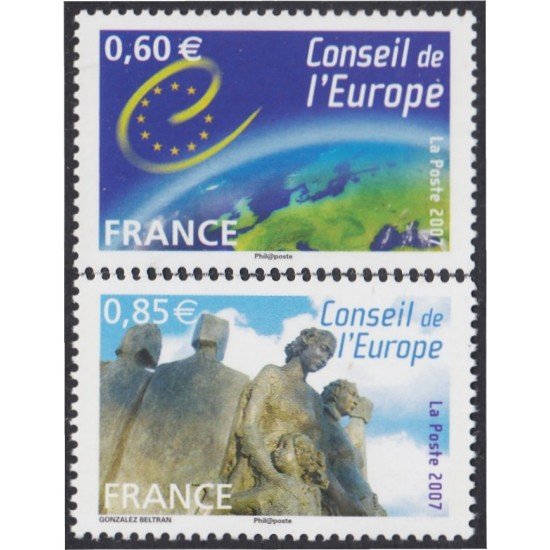 France Francia Servicios 136/37 2007 Consejo de Europa Emblema Monumento a los Derechos Humanos MNH France Francia Servicios 136/37 2007 Consejo de Europa Emblema Monumento a los Derechos Humanos MNH