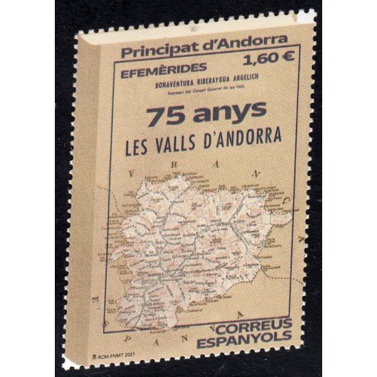 Andorra Española 516 2021 75 Años de Los Valles de Andorra MNH Andorra Española 516 2021 75 Años de Los Valles de Andorra MNH