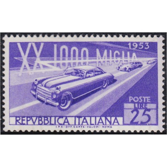 Italia Italy 645 1953 20ª Carrera de autos 1000 millas MNH Italia Italy 645 1953 20ª Carrera de autos 1000 millas MNH