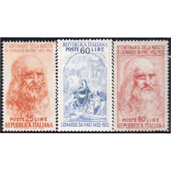 Italia Italy 624/26 1952 Leonardo da Vinci Sombras del tiempo MNH Italia Italy 624/26 1952 Leonardo da Vinci Sombras del tiempo MNH