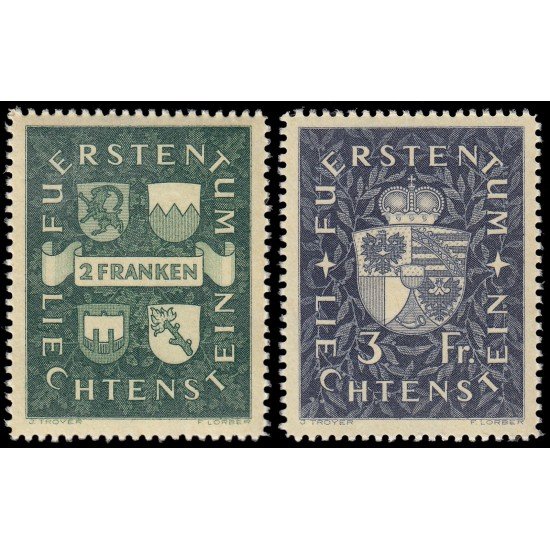 Liechtenstein 159/60 1939 Escudos Shield MNH Liechtenstein 159/60 1939 Escudos Shield MNH