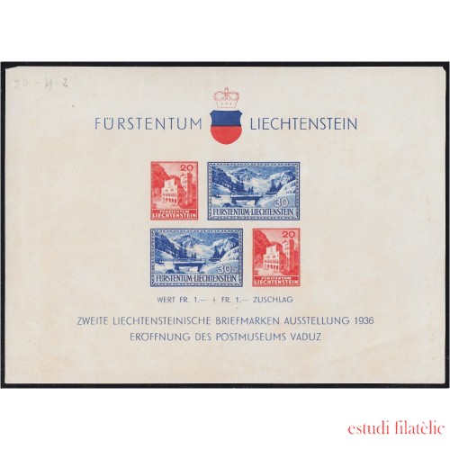 Liechtenstein HB 2 1936 Inauguración del Museo Postal de Vaduz  MNH