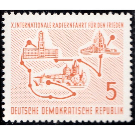 DEP4 Alemania Oriental 293 1957 10ª Carrera ciclística internacional por La Paz MNH DEP4 Alemania Oriental 293 1957 10ª Carrera ciclística internacional por La Paz MNH