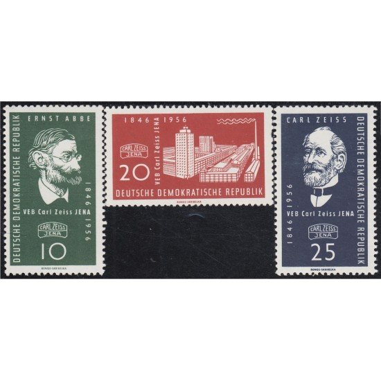 Alemania Oriental 270/72 1956 110 aniversario de las fábricas de Carl Zeiss MNH Alemania Oriental 270/72 1956 110 aniversario de las fábricas de Carl Zeiss MNH