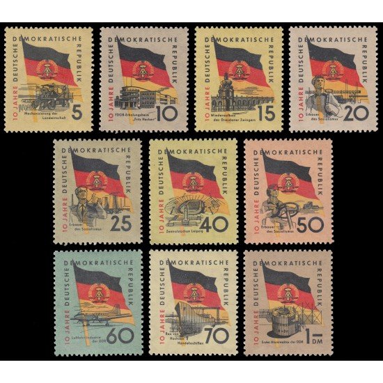 Alemania Oriental 438/47 1959 10 aniv. de la República Democrática Alemana MNH Alemania Oriental 438/47 1959 10 aniv. de la República Democrática Alemana MNH