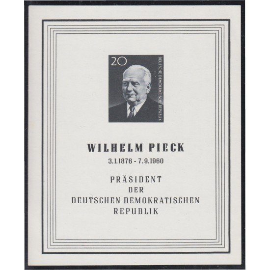 Alemania Oriental Germany HB 10 1960 Presidente Wilhelm Pieck MNH Alemania Oriental Germany HB 10 1960 Presidente Wilhelm Pieck MNH