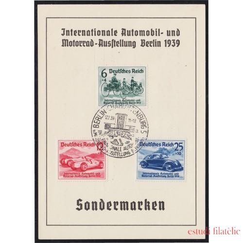 Alemania 627/29 1939 Salón Internacional del automóvil en Berlín MNH