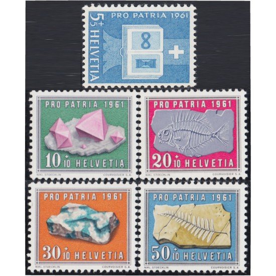 Suiza Switzerland 677/81 1961 Pro patria Libro signo infinito piedras MNH