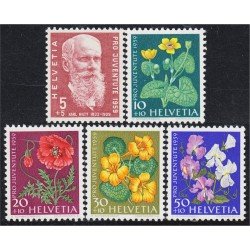 Suiza Switzerland 634/38 1959 Pro juventud Karl Hilty Flores flowers MNH Suiza Switzerland 634/38 1959 Pro juventud Karl Hilty Flores flowers MNH