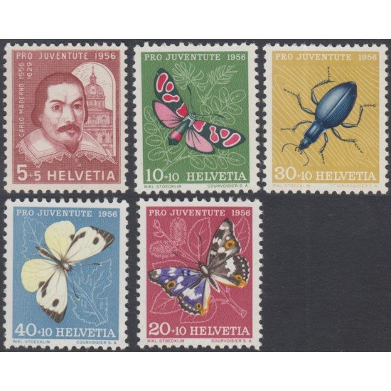 Suiza Switzerland 581/85 1956 Pro juventud Mariposas Butterflies MNH Suiza Switzerland 581/85 1956 Pro juventud Mariposas Butterflies MNH