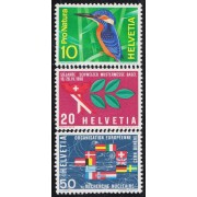 Suiza Switzerland 766/68 1966 Pájaro Bird Banderas MNH