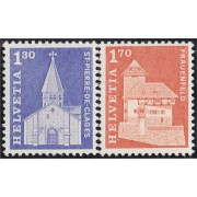 Suiza Switzerland 764/65 1966 Iglesia San Pierre y Castillo de Frauenfeld MNH