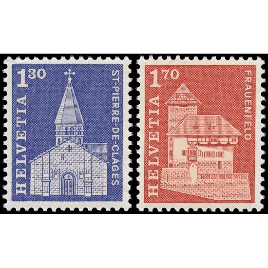 Suiza Switzerland 764/65 1966 Iglesia San Pierre y Castillo de Frauenfeld MNH Suiza Switzerland 764/65 1966 Iglesia San Pierre y Castillo de Frauenfeld MNH