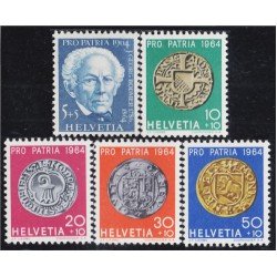 Suiza Switzerland 730/34 1964 Pro patria Johann Gerog Monedas antiguas MNH Suiza Switzerland 730/34 1964 Pro patria Johann Gerog Monedas antiguas MNH