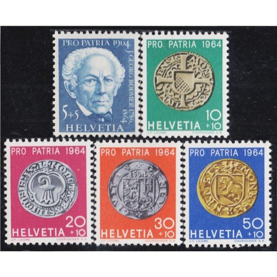 Suiza Switzerland 730/34 1964 Pro patria Johann Gerog Monedas antiguas MNH Suiza Switzerland 730/34 1964 Pro patria Johann Gerog Monedas antiguas MNH