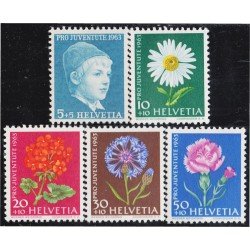 Suiza Switzerland 721/25 1963 Albert Anker Flores flowers MNH Suiza Switzerland 721/25 1963 Albert Anker Flores flowers MNH