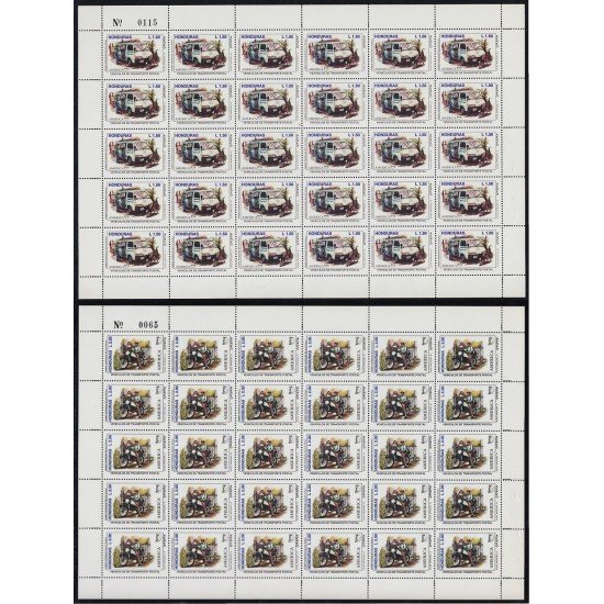Upaep Honduras 856A/856B 1994 Hojas completas Correo en coche y motocicleta car motorcycle MNH Upaep Honduras 856A/856B 1994 Hojas completas Correo en coche y motocicleta car motorcycle MNH