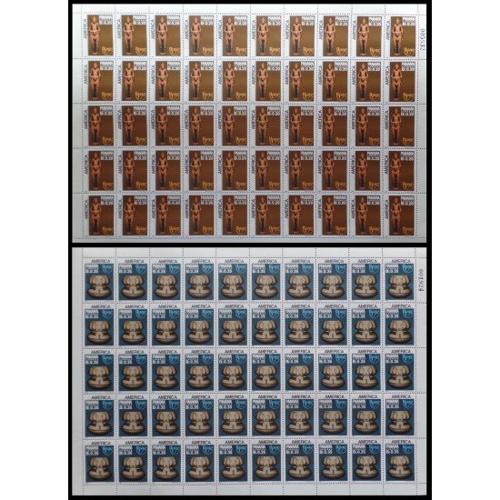 Upaep Panamá 1060/61 1989 Hojas completas Estatuilla Vaso decorado MNH Upaep Panamá 1060/61 1989 Hojas completas Estatuilla Vaso decorado MNH