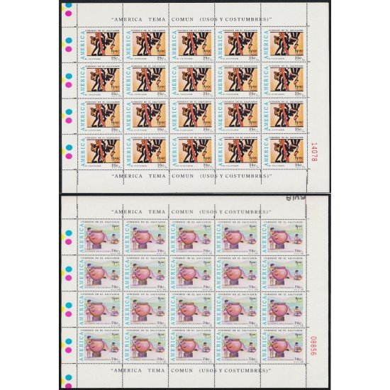 Upaep El Salvador 1059/60 1989 Hojas completas Alfarería precolombina MNH Upaep El Salvador 1059/60 1989 Hojas completas Alfarería precolombina MNH