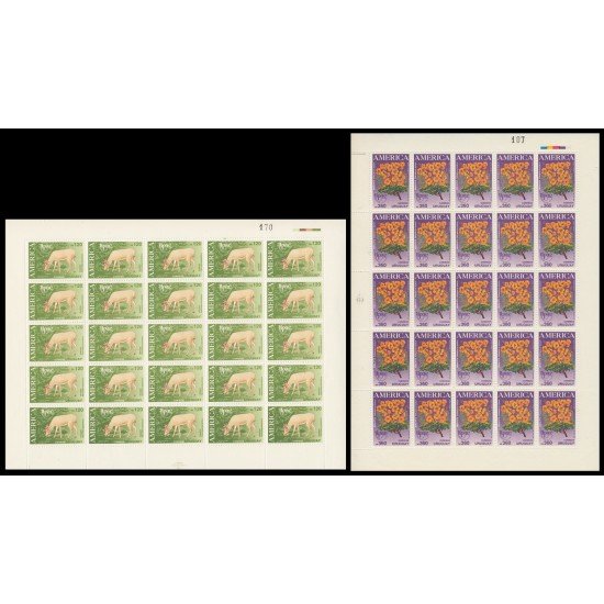Upaep Uruguay 1330/31 1990 Hojas Completas Odocoileus Peltophorum MNH Upaep Uruguay 1330/31 1990 Hojas Completas Odocoileus Peltophorum MNH